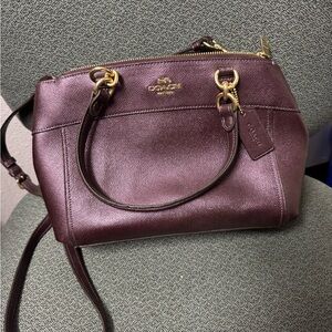 Rare Coach Pebbled Leather Satchel in Deep Plum with Gold Hardware